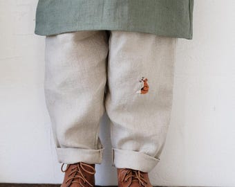 Natural Linen Pants, Unisex Linen Pants, Different Embroideries, Linen Pants Kids, Linen Pants Girls, Linen Pants Boys, Linen Trousers