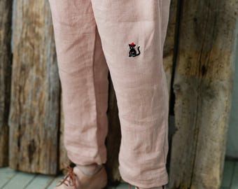 Dusty Rose Linen Pants, Unisex Linen Pants, Different Embroideries, Linen Pants Kids, Linen Pants Girls, Linen Pants Boys, Linen Trousers