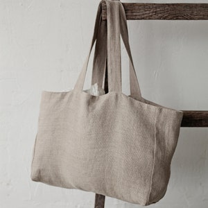 Natural Classic Bag, Linen Tote Bag, Linen Bag, Shoulder Bag, Linen Tote, French Linen Bag, Market Bag, Washed Linen Bag, Reusable Bag image 2