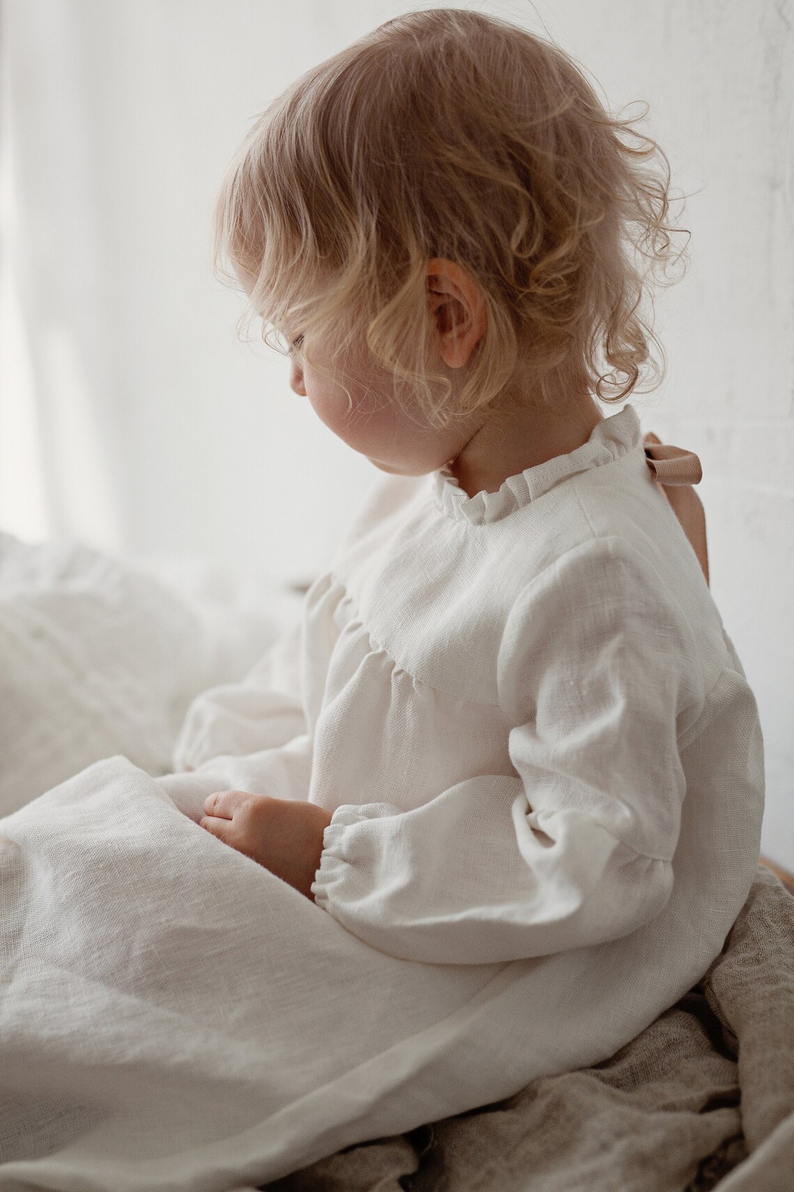 White Winter Ruffle Linen Dress Baby Linen Dress Baby Dress Etsy