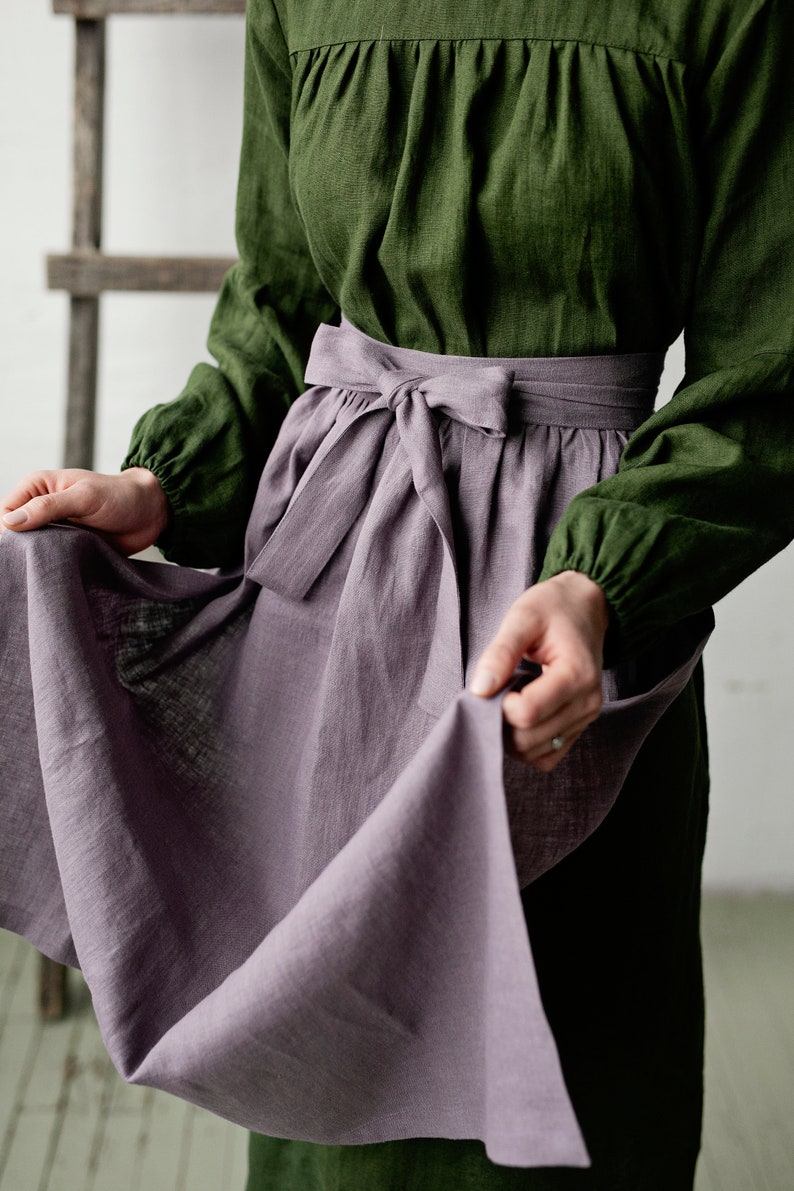 Mauve Apple Apron Cottagecore Apron Linen Skirt Cooking - Etsy