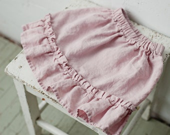 Baby Pink Ruffle Skirt, Linen Ruffle Skirt, Different Embroideries, Simple Skirt, Baby Girl Skirt, Linen Clothes for Kids