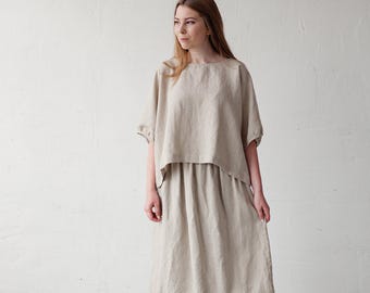 Natural Linen Tunic: Oversized Kimono Style, Plus Size