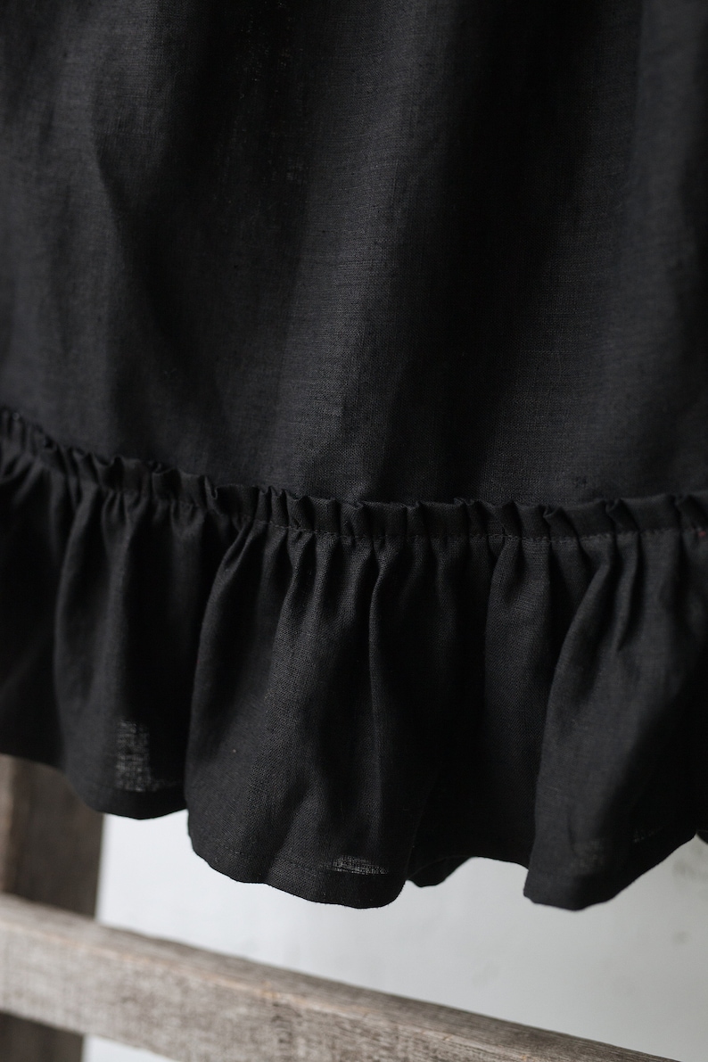 Victorian Style Skirt Linen Petticoat Ruffle Linen Skirt Victorian Style Petticoat Black Linen Skirt Black Linen Petticoat Linen Skirt