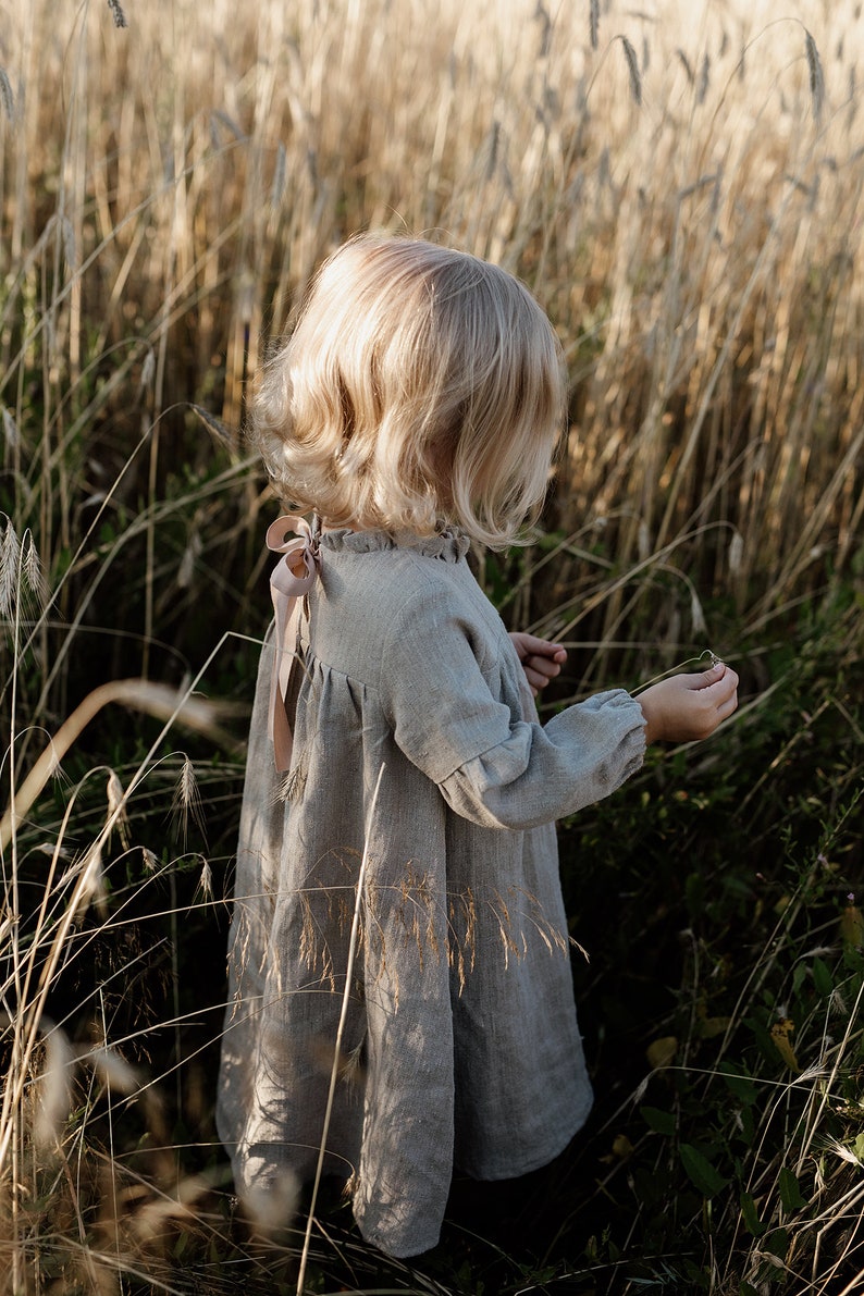 Baby Linen Dress Linen Clothes Girls Dress Girls Flower Girl Dress Winter Ruffle Linen Dress 6 Different Colours Baby Dress