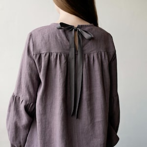 Mauve Victorian Tunic, Linen Tunic, Linen Shirt, Linen Blouse, Cottagecore Blouse, Linen Shirt for Women, Linen Top, Long Sleeve Shirt
