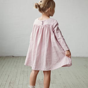 Abito classico in lino rosa baby, abito in lino per neonati, abito per neonati, vestiti in lino per bambine, vestiti per bambine, abbigliamento per bambini, abito in lino per bambine