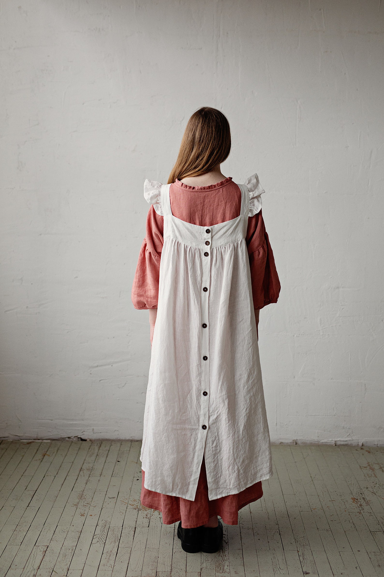 White Prairie Dress Linen Dress With Flutter Sleeves - Etsy