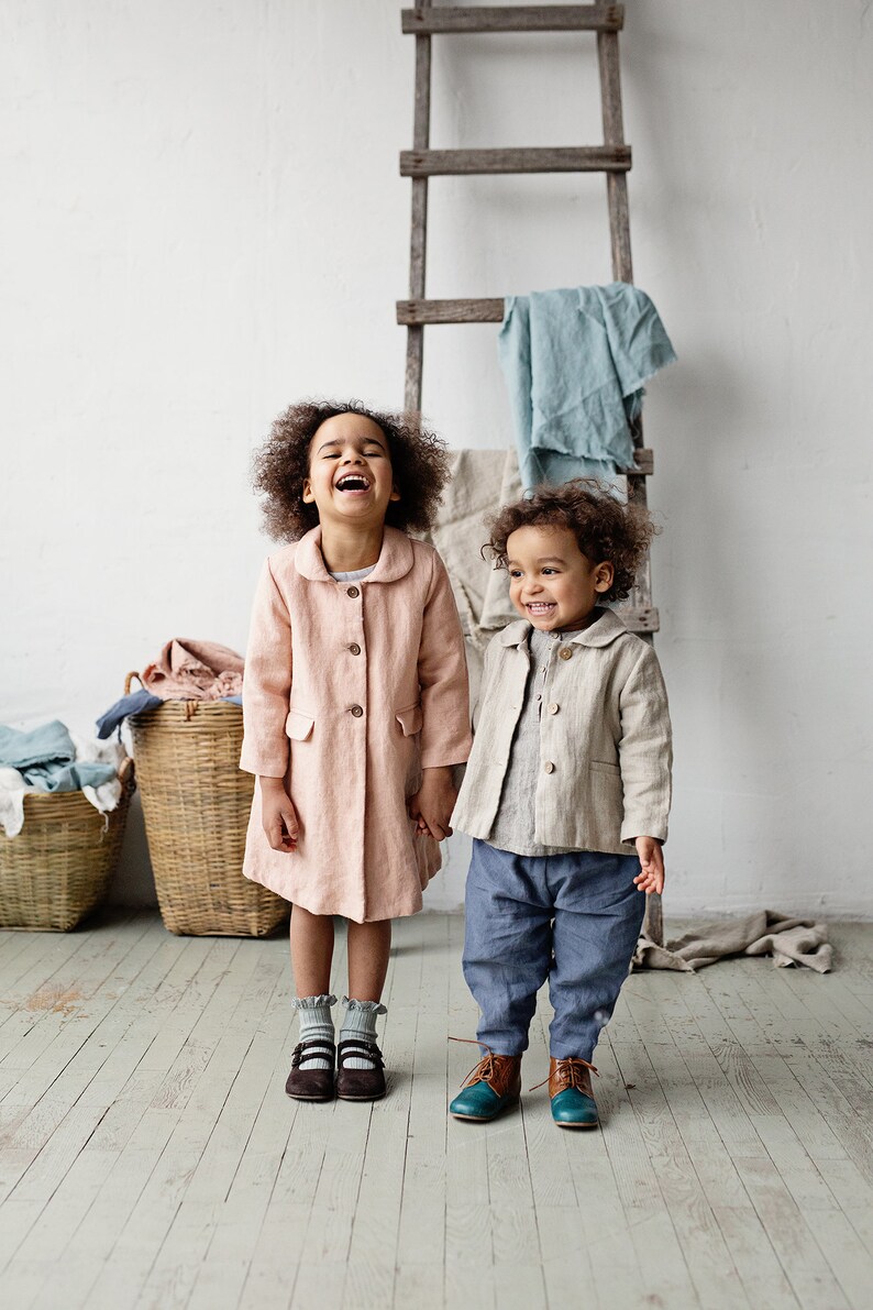 12 Different Colours Baby Linen Coat 9 Different Embroideries Unisex Linen Coat For Kids Linen Coat Linen Jacket Classic Coat for Kids