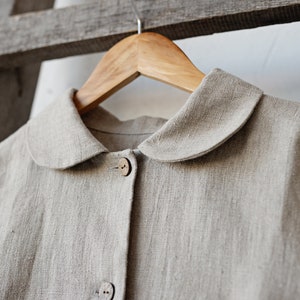 Natural Peter Pan Collar Jacket, Linen Jacket, A Line Linen Jacket, Jacket Women, Coat for Women, Business Linen Jacket, Spring Jacket image 5