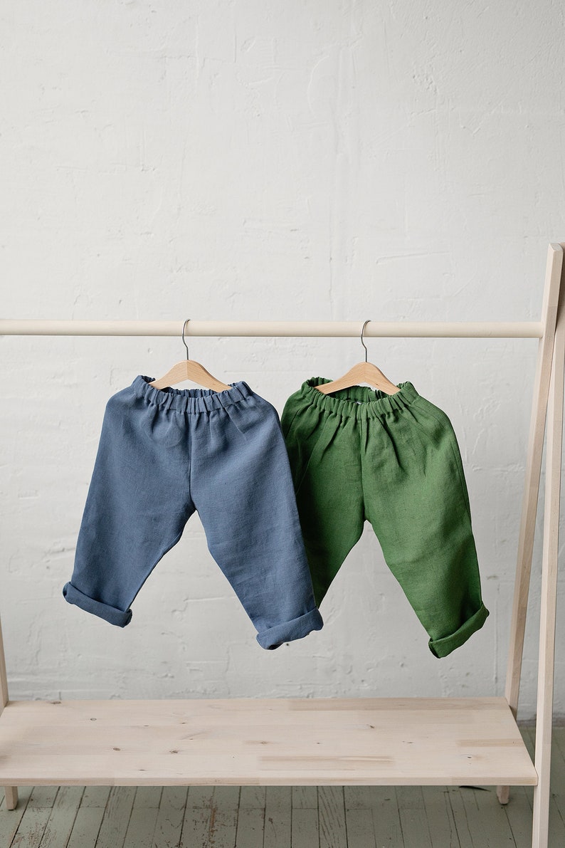 Apple Green Linen Pants, Unisex Linen Pants, Different Embroideries, Linen Pants Kids, Linen Pants Girls, Linen Pants Boys, Linen Trousers image 4