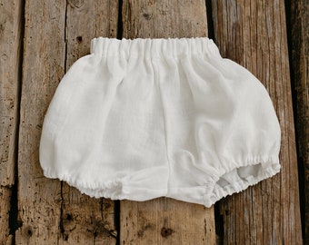 White Bloomers, Linen Bloomers, Different Embroideries, Baby Bloomers, Linen Shorts, Linen Clothes for Kids, Linen Kids Clothing