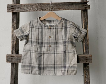 Cottage Festive Short Sleeve Unisex Linen Shirt, Linen Shirt, Linen Shirt Boys, Linen Shirt Girls, Kids Shirt