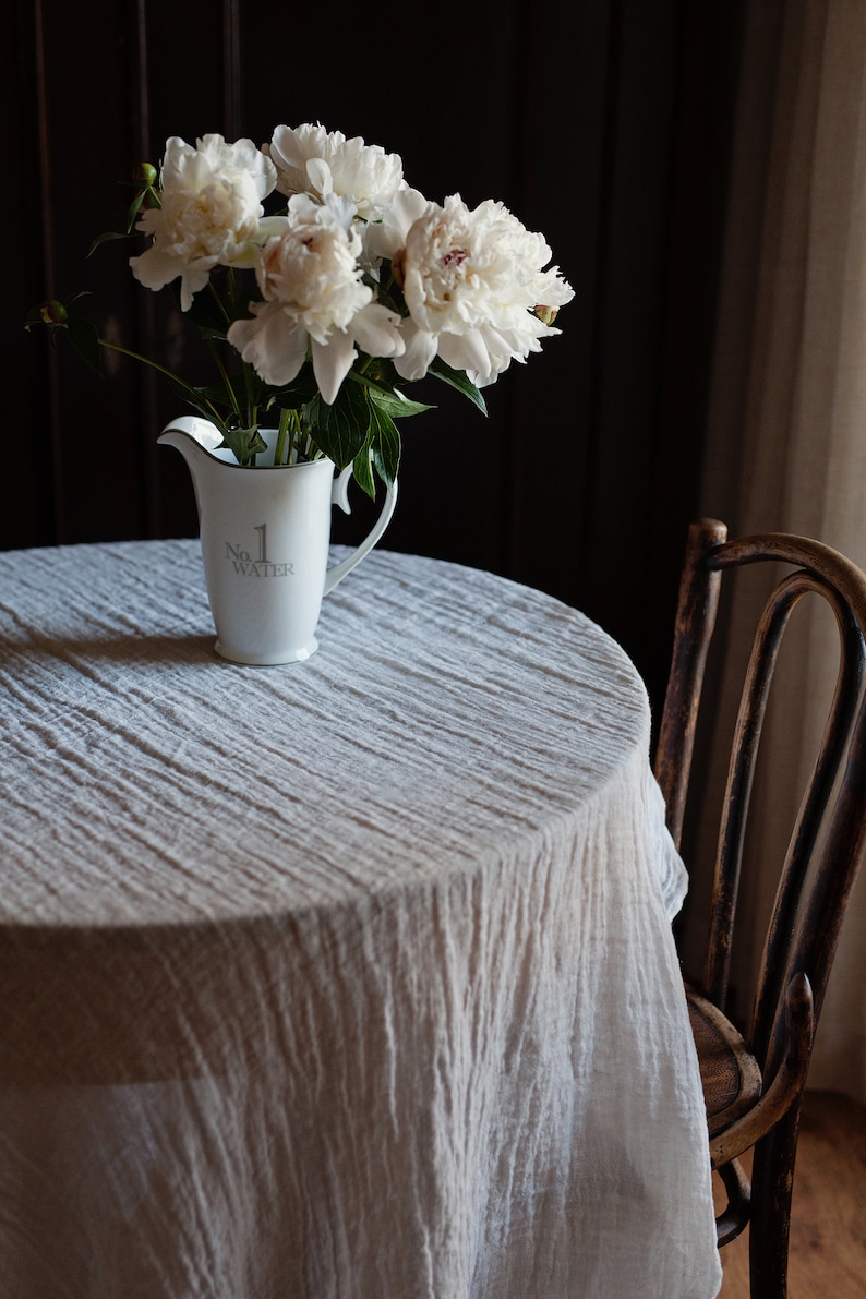 Linen Tablecloth, Transparent White Tablecloth, Washed Linen, Sheer Tablecloth, Rectangular Tablecloth, White Linen, Dining Table image 2