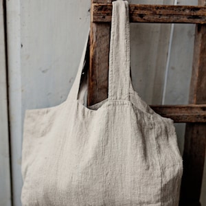 Natural Classic Bag, Linen Tote Bag, Linen Bag, Shoulder Bag, Linen Tote, French Linen Bag, Market Bag, Washed Linen Bag, Reusable Bag image 3