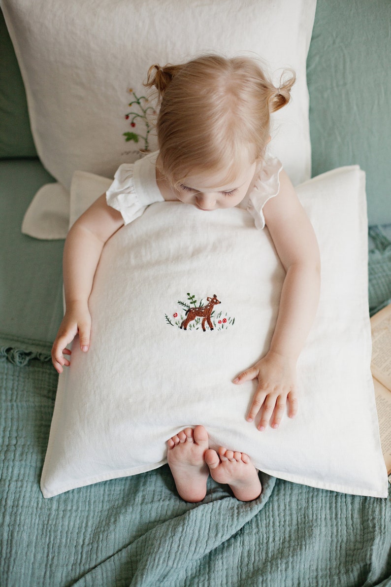 White Pillowcase Linen Pillowcase Hand Embroidery Etsy