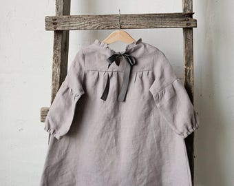 Lavender Ruffle Linen Dress, Baby Linen Dress, Baby Dress, Flower Girl Dress, Linen Clothes Girls, Dress Girls, Kids Clothing