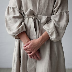 Natuurlijke kimonojurk, oversized linnen jurk, linnen jurk, linnen jurk voor vrouwen, plus size linnen jurk, losse linnen jurk, maxi-jurk