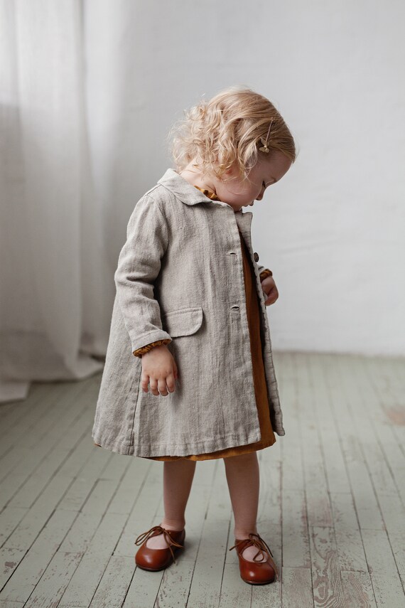 12 Different Colours Baby Linen Coat 9 Different Embroideries Unisex Linen Coat For Kids Linen Coat Linen Jacket Classic Coat for Kids