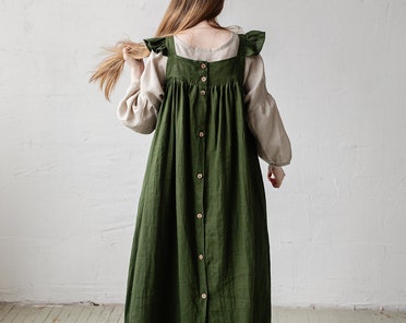 green emerald velvet dress Timeless Prairie Dress in Lush Green with Rustic Charm