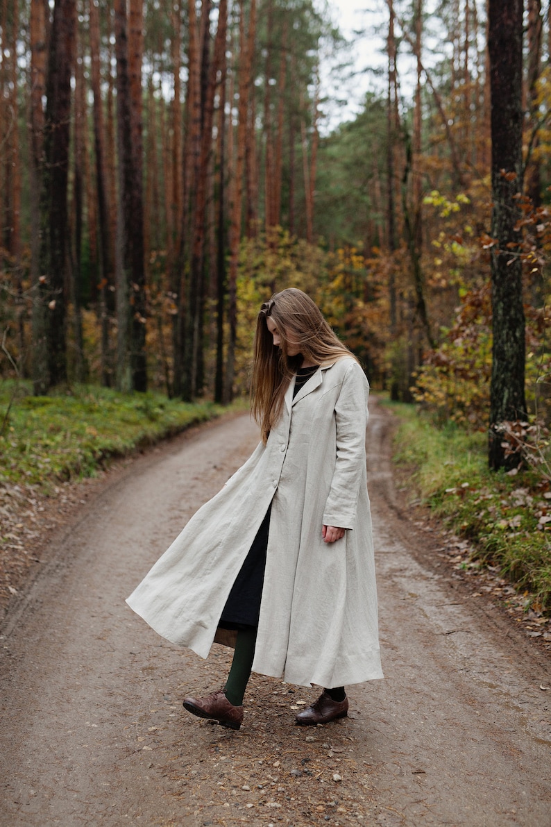 Victorian Jacket, Coat, Ladies Suits | Edwardian, 1910s, WWI Linen Coat Long Line Coat Natural Linen Coat Loose Linen Coat Linen Coat Women Long Coat for Women Oversized Linen Coat Washed Linen $239.99 AT vintagedancer.com