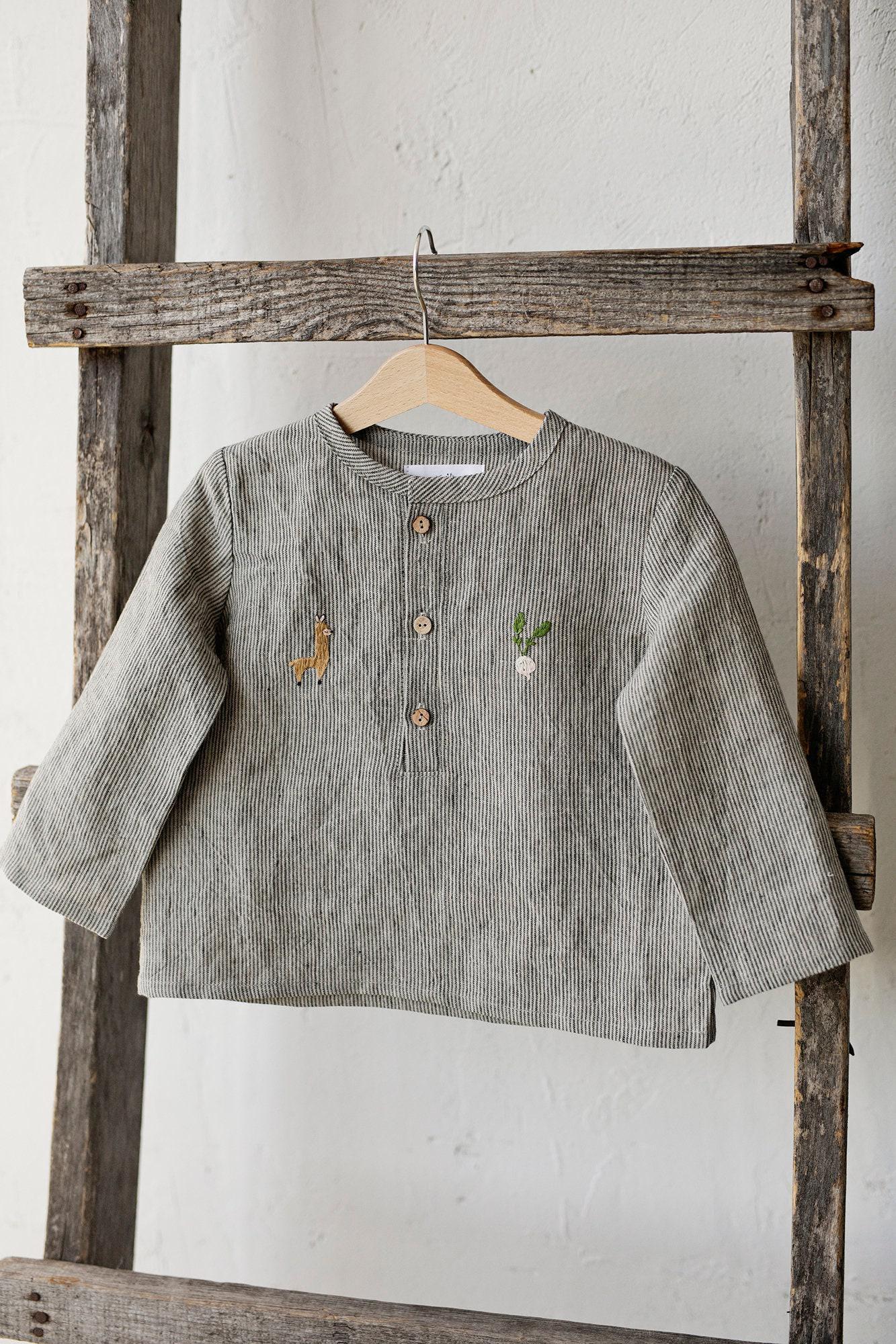 Sequin Embroidered Linen T-Shirt main image 1