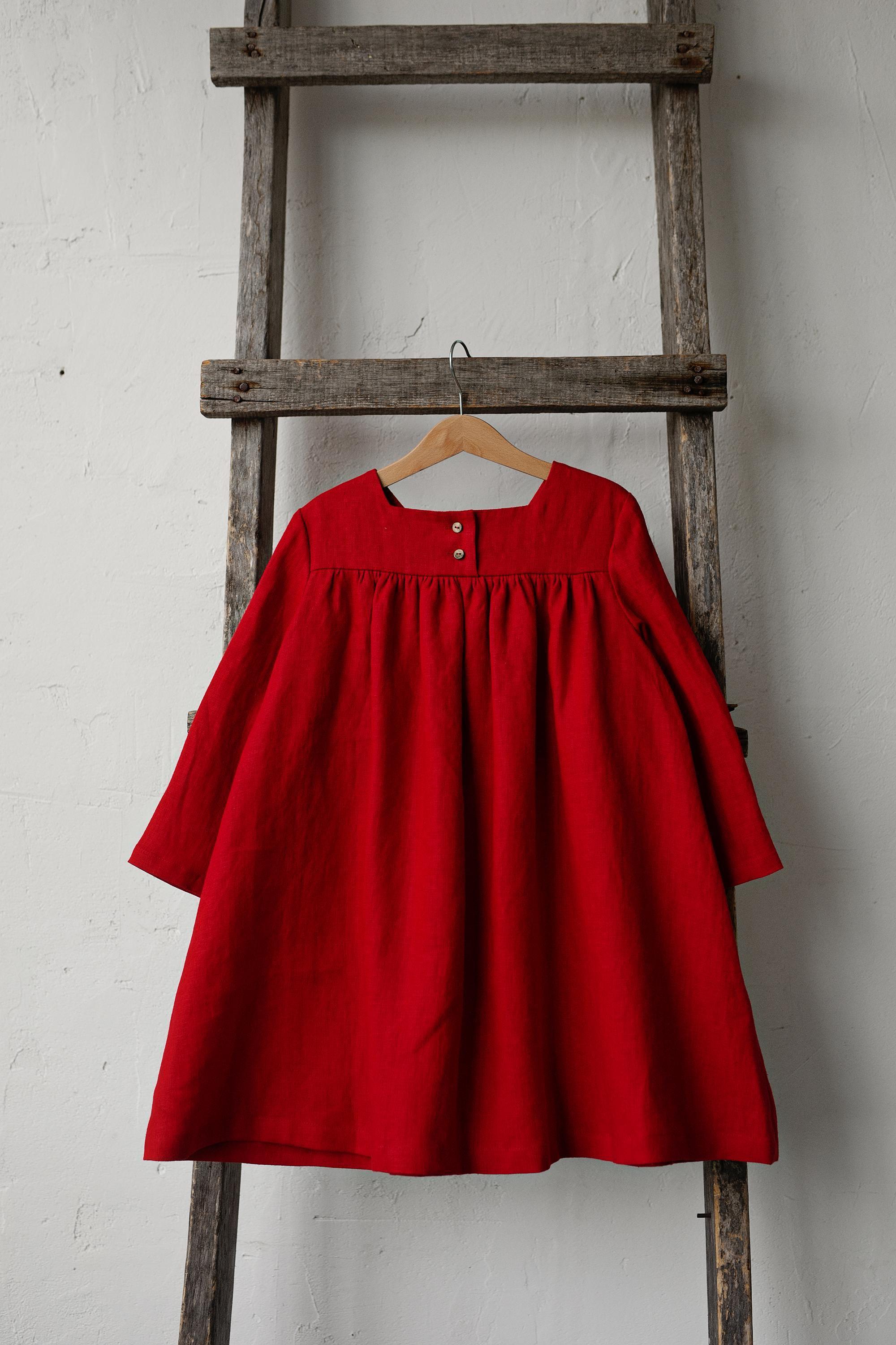 Strawberry Linen Dress: Classic Baby Girl Clothing