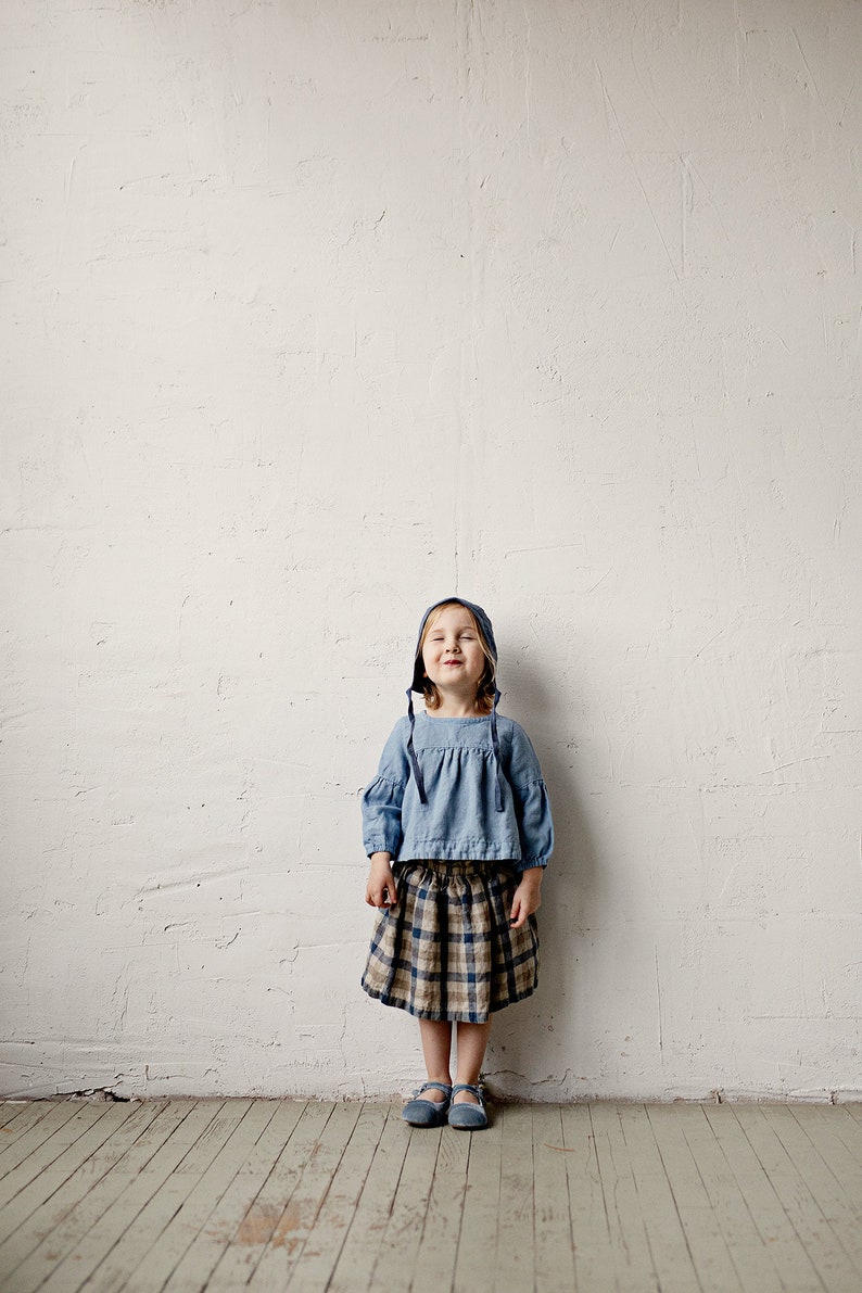 Baby Girl Skirt Washed Linen Skirt Linen Kids Clothing Midi Linen Skirt Plaid Linen Skirt Linen Clothes Kids Simple Linen Skirt