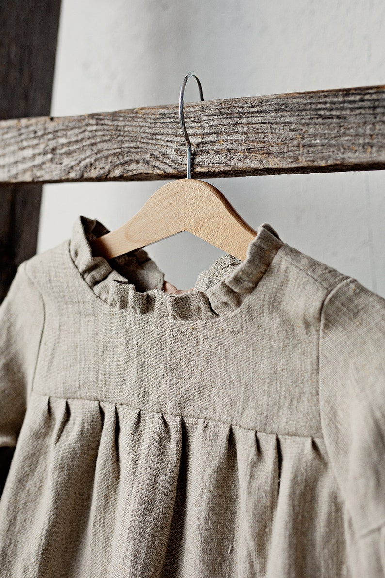 Baby Linen Dress Linen Clothes Girls Dress Girls Flower Girl Dress Winter Ruffle Linen Dress 6 Different Colours Baby Dress