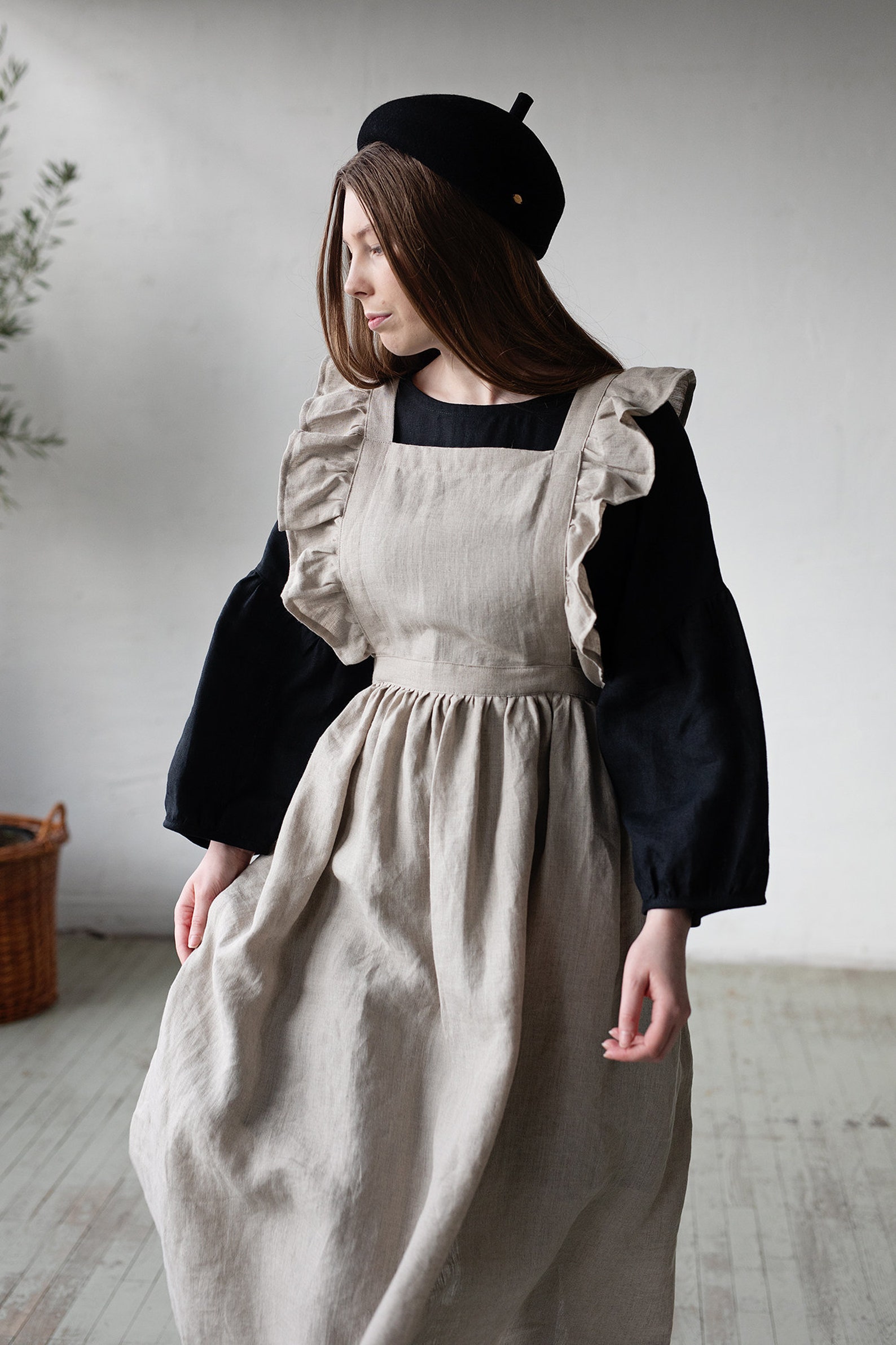 Natural Long Vintage Apron Linen Pinafore With Wings Linen Etsy Natural Long Vintage Apron Linen Pinafore With Wings Linen Etsy