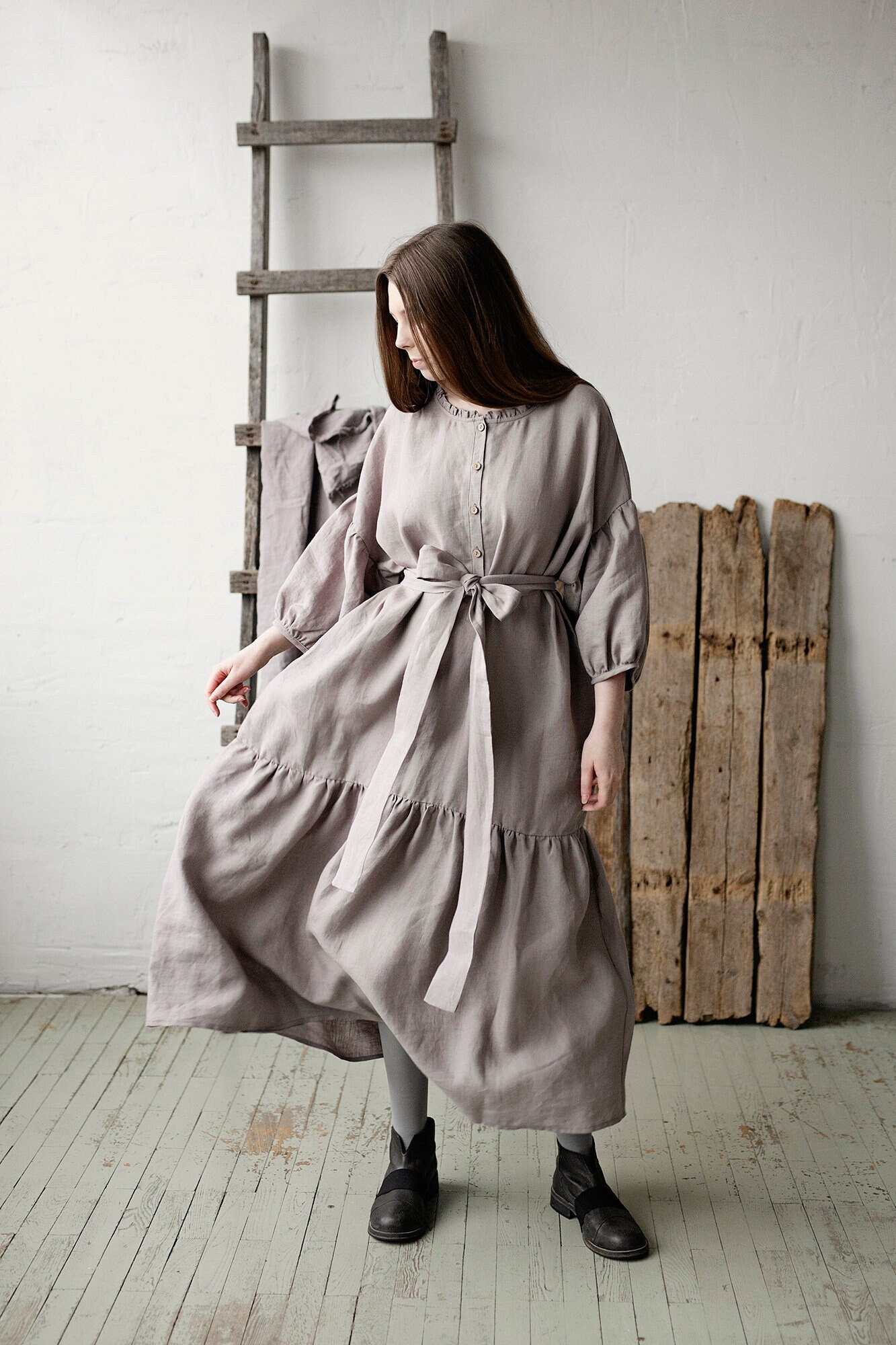 Lavender Linen Maxi Dress: Ruffle Skirt, Nursing Friendly - Etsy