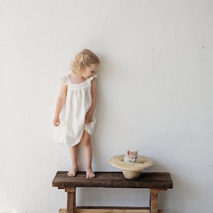 White Pinafore Dress, Linen Pinafore Dress, Different Embroideries, Linen Dress Girls, Baby Apron, Flower Girl Dress, Dress Girls