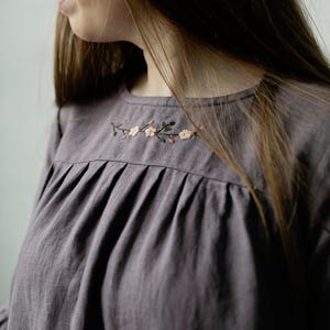 Mauve Victorian Dress, Linen Dress, Victorian Style Dress, Linen Dress for Women, Linen Maxi Dress, Long Sleeve Linen Dress