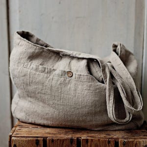 Natural Classic Bag, Linen Tote Bag, Linen Bag, Shoulder Bag, Linen Tote, French Linen Bag, Market Bag, Washed Linen Bag, Reusable Bag