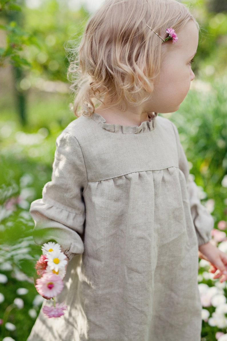 Natural Ruffle Linen Dress Baby Linen Dress Baby Dress Etsy