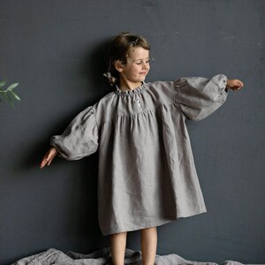 Lavender Linen Parachute Dress: Embroidered Girl's Dress