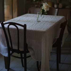 Linen Tablecloth, Transparent White Tablecloth, Washed Linen, Sheer Tablecloth, Rectangular Tablecloth, White Linen, Dining Table image 3