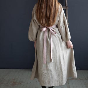 Baby Pink Linen Apron: Cottagecore Kitchen Skirt image 3