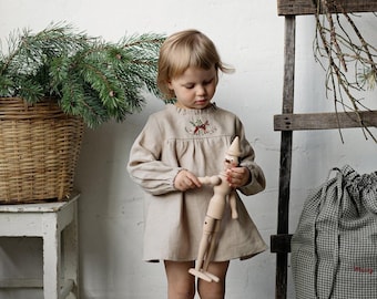 ハンドメイド『LINEN サークルフリルチュニック』 LINEN サークルフリルチュニック *オフ白* size110 | iichi 日々の