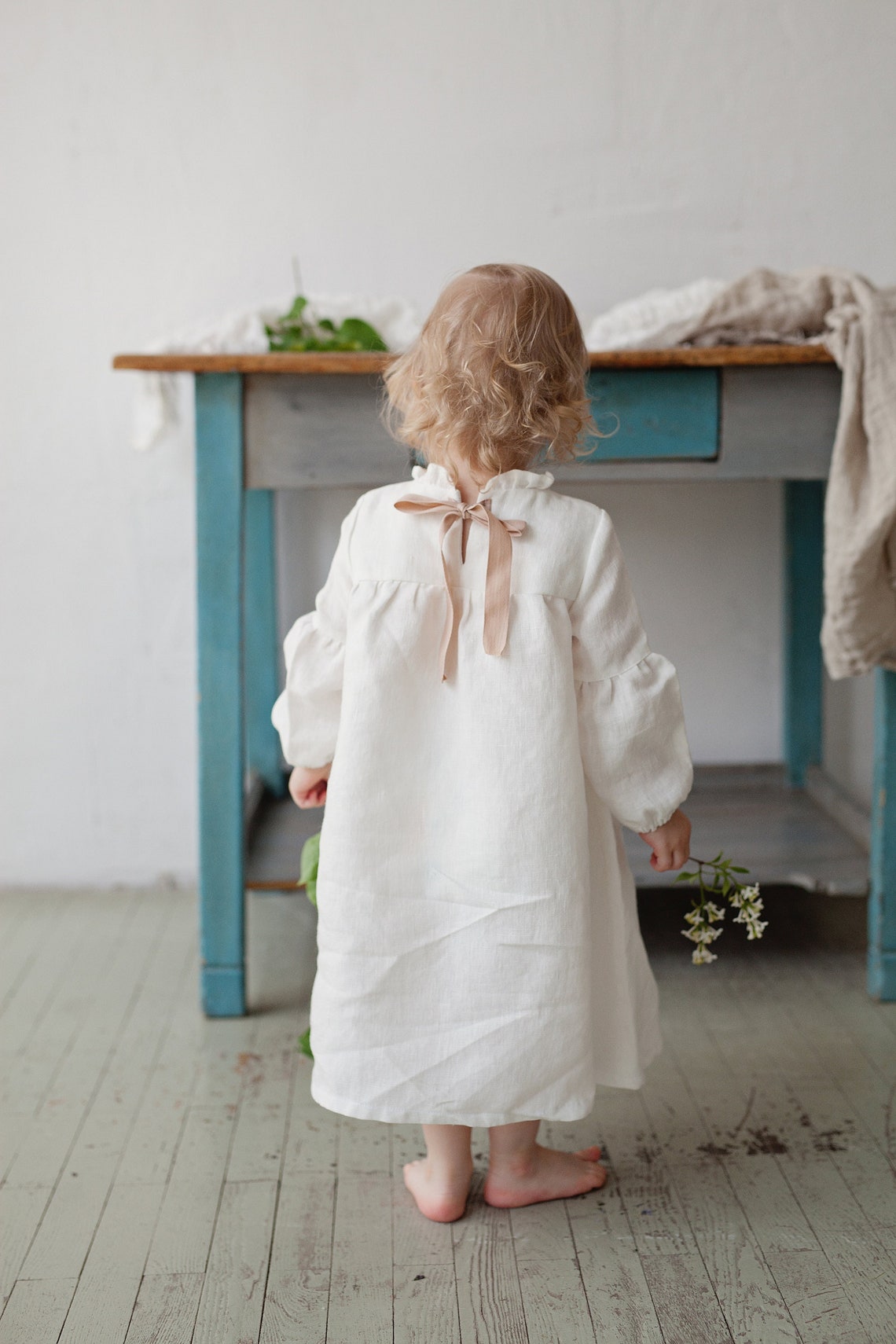 White Winter Ruffle Linen Dress Baby Linen Dress Baby Dress Etsy