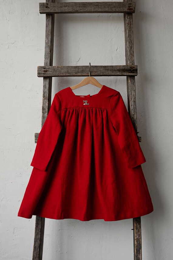 strawberry linen dress Juniper Strawberry Embroidered Linen Dress  No. 14