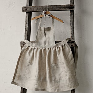 Natural Linen Apron, Girl Linen Apron, Different Embroideries, Linen Apron for Girls, Linen Apron for Kids, Linen Pinafore for Girls image 9