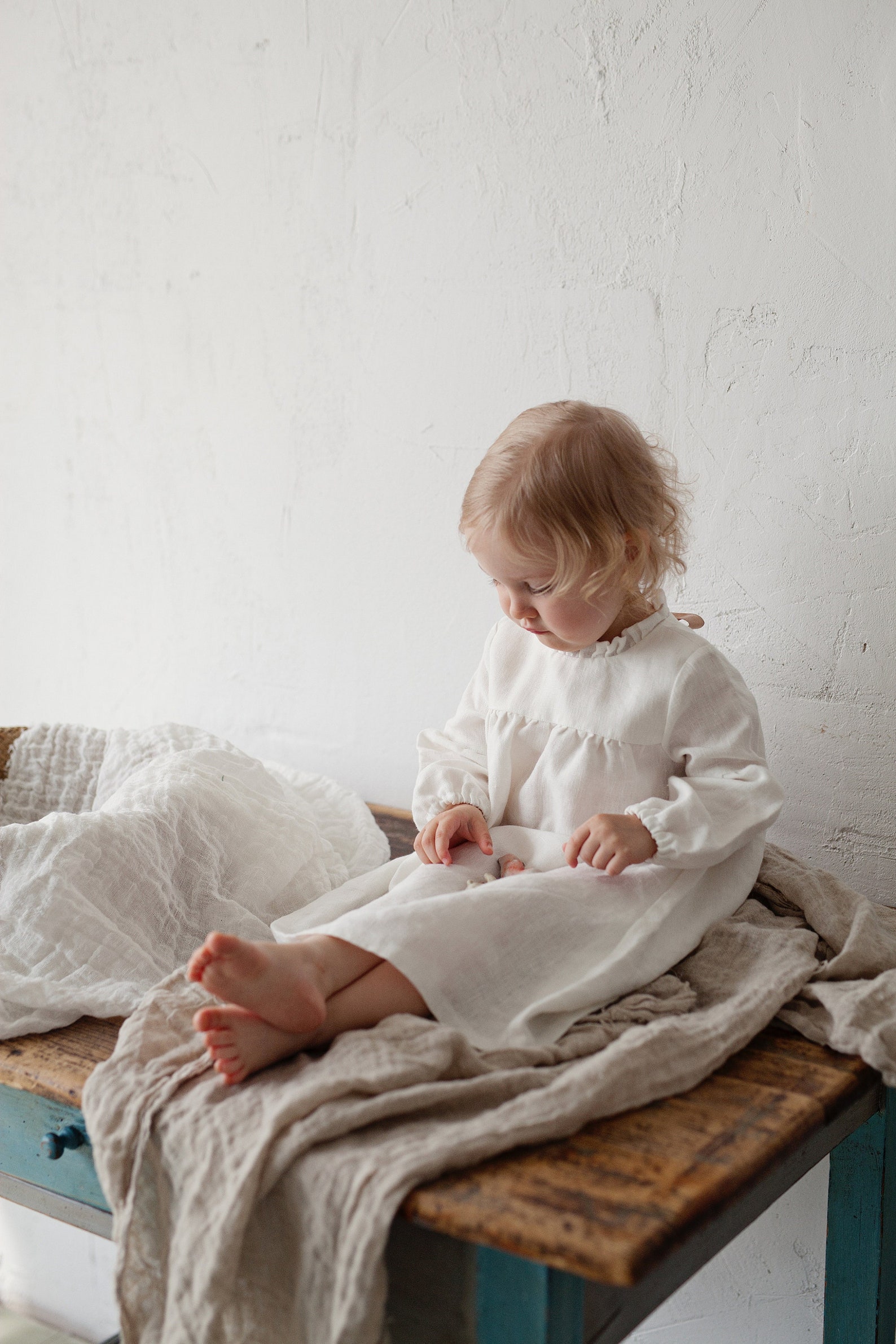 White Winter Ruffle Linen Dress Baby Linen Dress Baby Dress Etsy