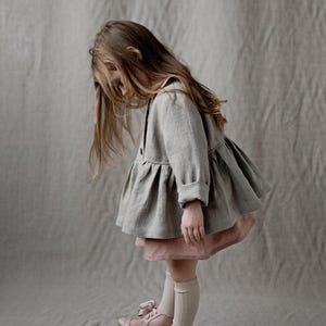 Natural Ruffle Jacket, Kids Linen Jacket, Different Embroideries, Classic Coat for Kids, Linen Coat, Linen Jacket, Linen Kids Clothing