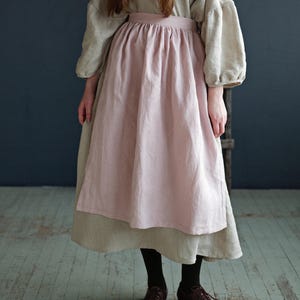 Baby Pink Linen Apron: Cottagecore Kitchen Skirt image 5