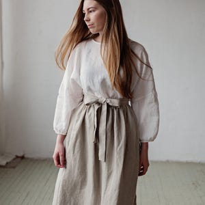 Natural Apron Skirt, Cottagecore Apron, Linen Skirt, Cooking Apron Skirt, Kitchen Linen Apron, Apron for Women, Gift for Women