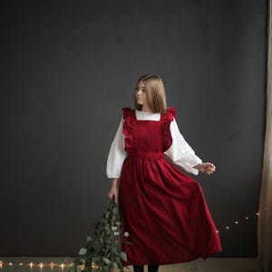 Cherry Vintage Linen Apron: Victorian Cottagecore Style
