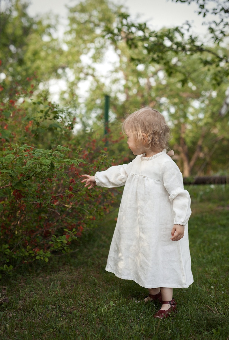 White Winter Ruffle Linen Dress Baby Linen Dress Baby Dress Etsy