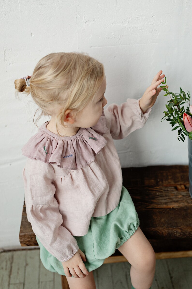 Baby Pink Ruffle Linen Collar Linen Collar for Kids Branch - Etsy