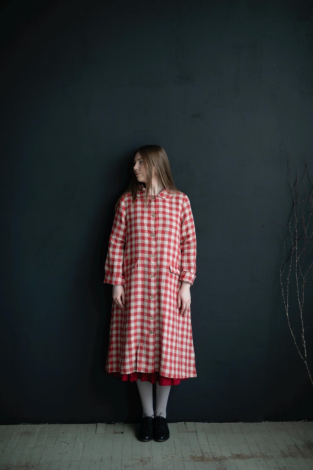 Garden Classic Linen Coat, Linen Coat for Women, Hand Embroidery, A ...